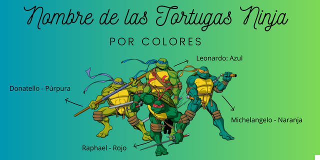 Cuál es el nombre de las Tortugas Ninja: por color